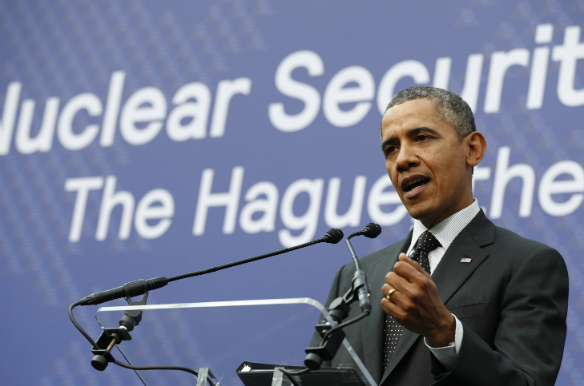 U.S. President Barack Obama speaks as he and Netherlands' Prime Minister Mark Rutte hold a joint news conference at the conclusion of the Nuclear Security Summit in The Hague March 25, 2014. (Kevin Lamarque/Reuters)