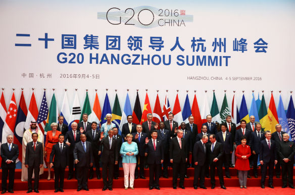Leaders pose for pictures during the G20 Summit in Hangzhou, China. (Damir Sagolj/Reuters)