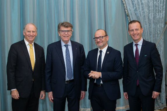 Richard Haass, Thierry de Montbrial, Rémy Rioux, and Thomas Gomart at the CoC twelfth regional conference in Paris.